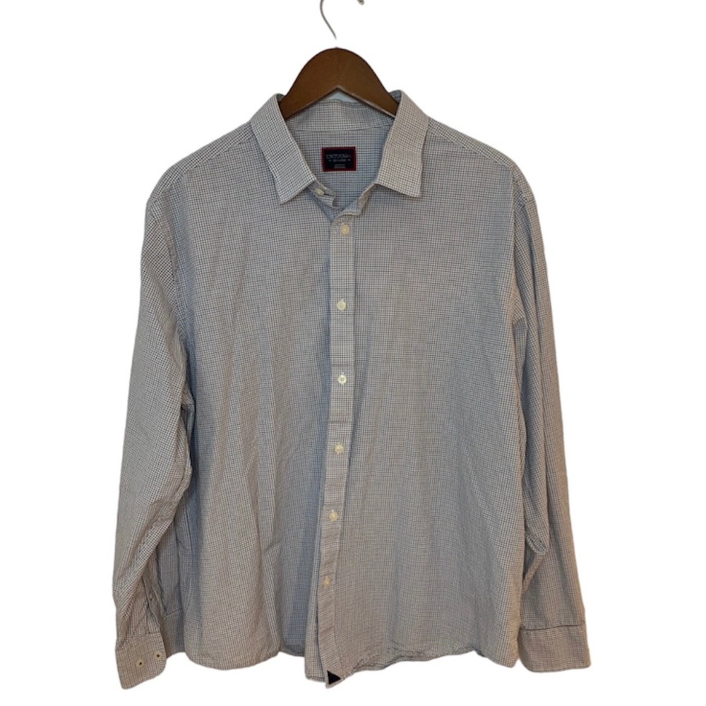 UNTUCKit Button Down Shirt Men’s XXL 2XL White Blue Brown Long Sleeve